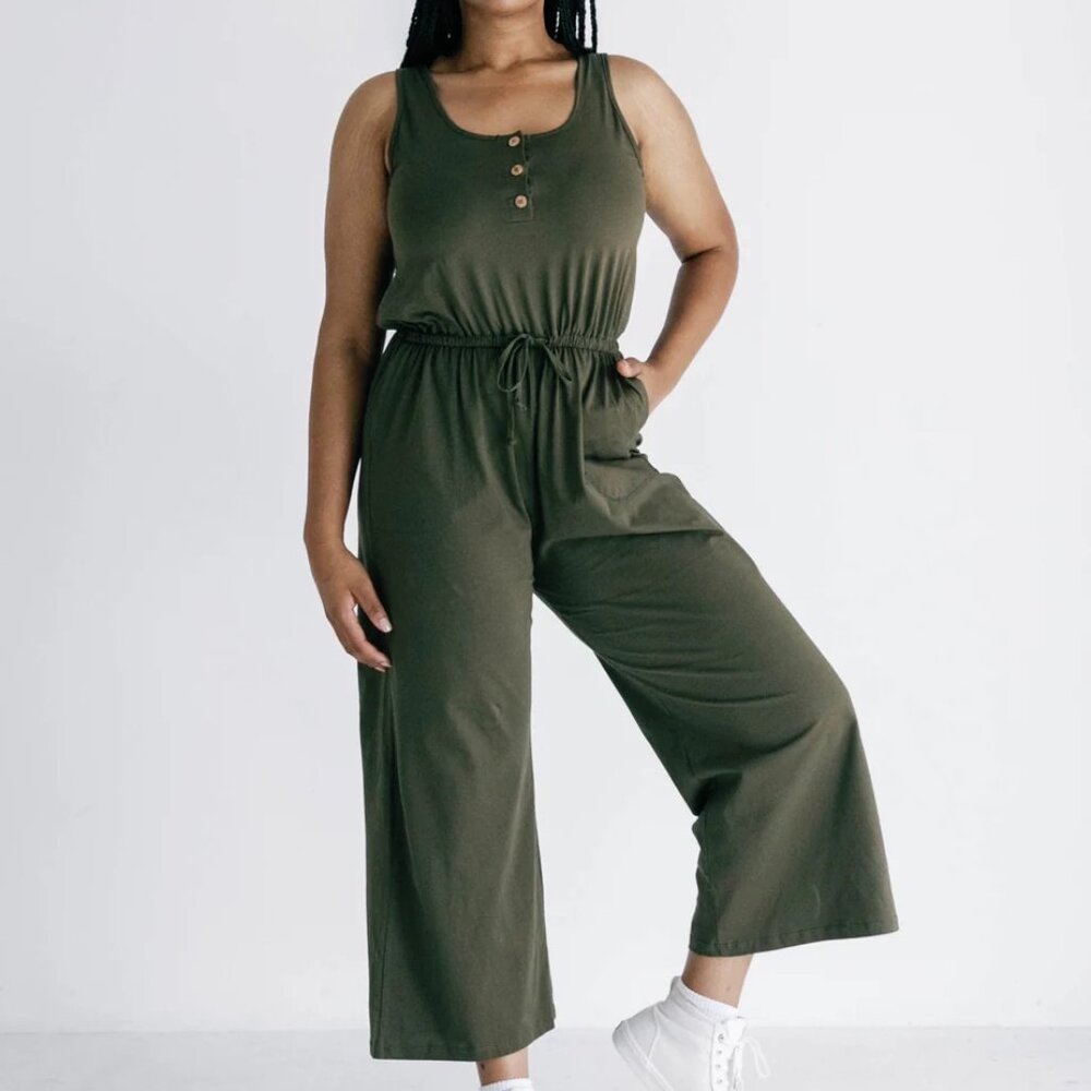 IMBODHI Ella Jumpsuit, Moss 3X XXXL Plus Athleisure One Piece — Yoga Comfort